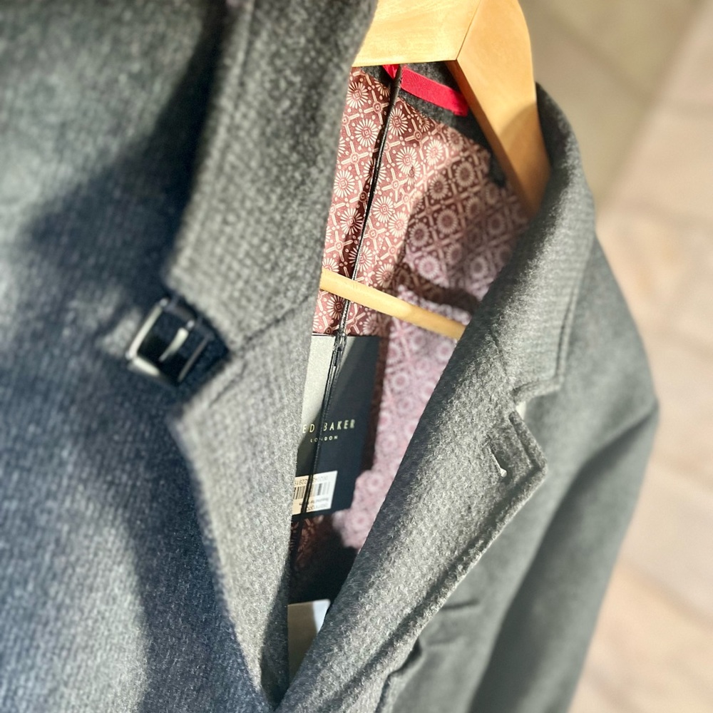 NWT Tall Men’s Ted Baker London Designer Wool 3 Quarter Length Coat Size 2XL - Picture 2 of 10